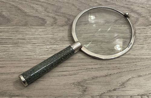 Quality George V Silver & Shagreen Magnifying Glass