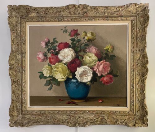 Floral Still Life Oil Painting by Maurice Decamps