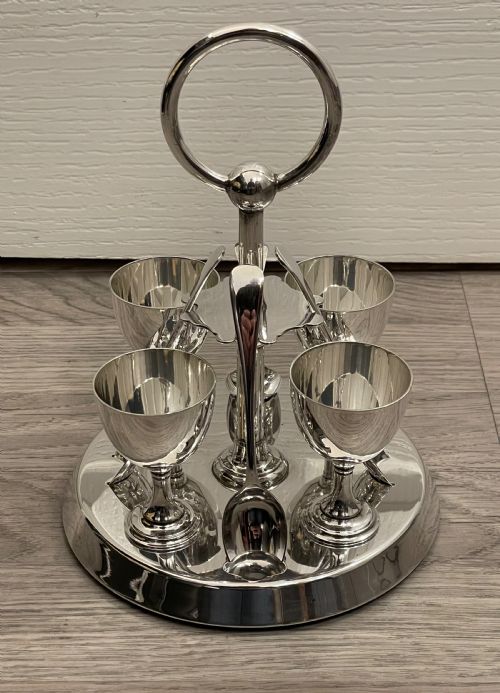 Good Art Deco Period Silver Plated Egg Cruet Set