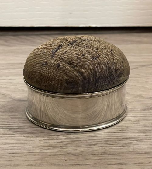 Edwardian Silver and Velvet Jewellery Box Pin Cushion, Chester 1907