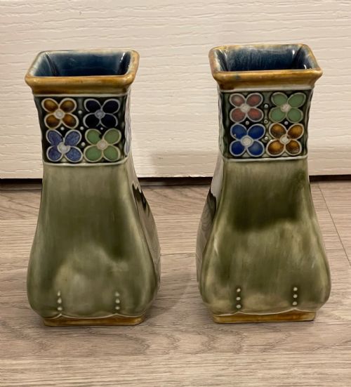 Pair of Royal Doulton Lambeth Vases, Ethel Beard