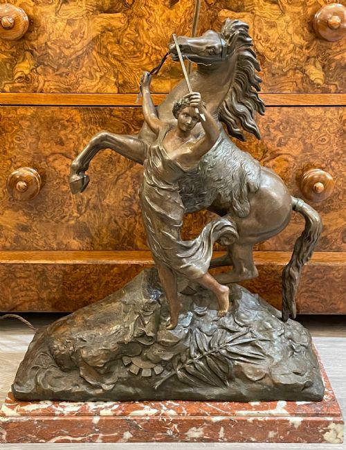 fig 1. Early 20th Century Marly Horse Spelter Lamp