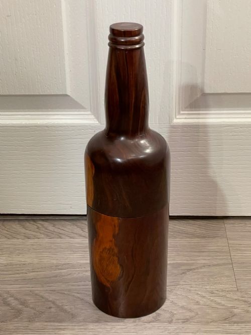 Large 19th Century Lignum Vitae Bottle Holder