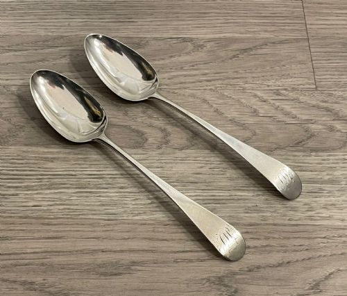 Pair George III Silver Table Spoons by Hester Bateman