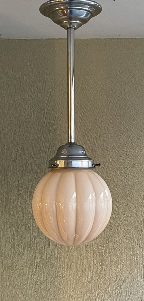 Art Deco Chrome and Glass Ceiling Light