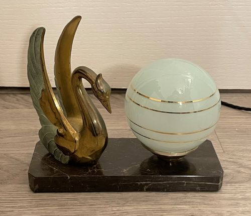 Art Deco French Swan Mood Light Lamp