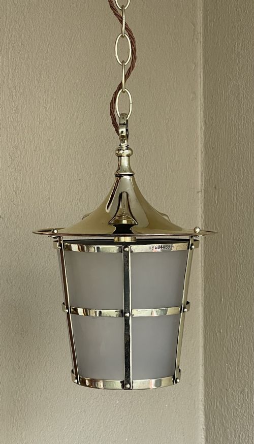 Arts & Crafts Brass Hall Lantern, Registered Design