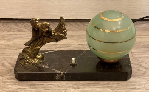 Art Deco Spelter Birds Mood Lamp