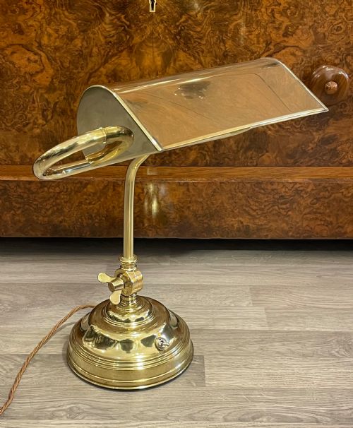 1920s Solid Brass Bankers Lamp