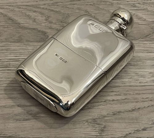 George V Solid Silver Hip Flask by Mappin & Webb