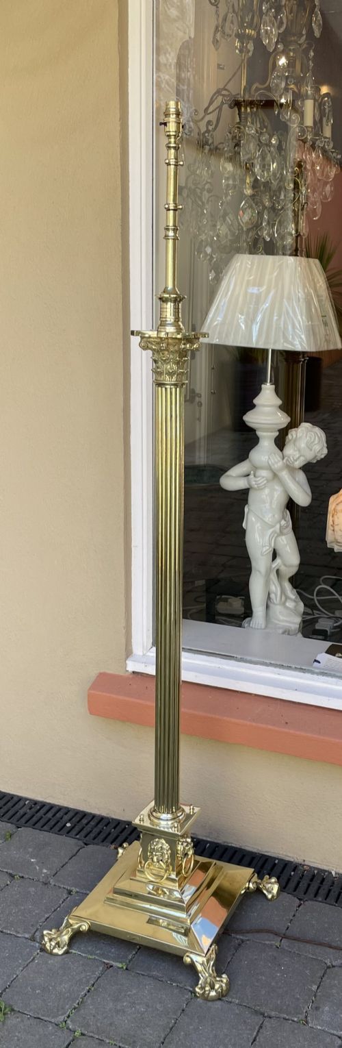 Victorian Brass Corinthian Column Standard Lamp