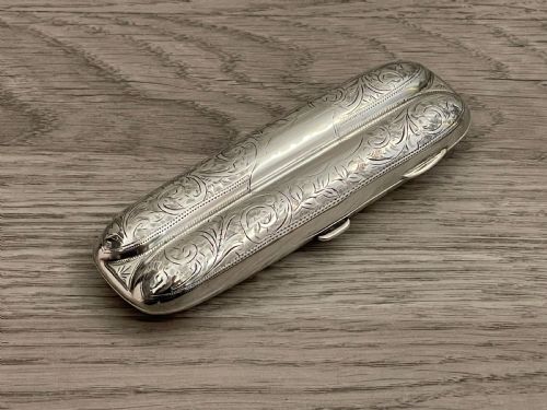 Edwardian Solid Silver Cigar Case, 1905