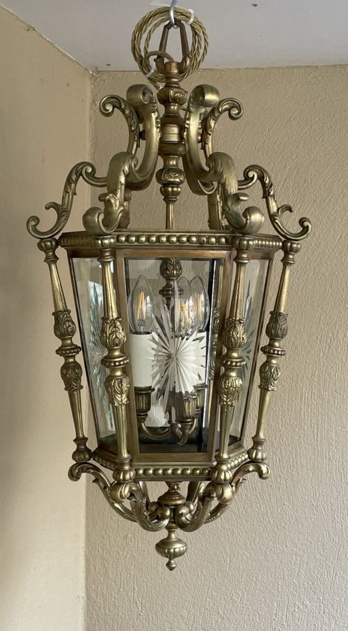 fig 1. Impressive Triple Light Brass Hall Lantern