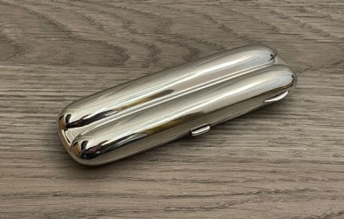 Edwardian Solid Silver Twin Cigar Case by Walker & Hall