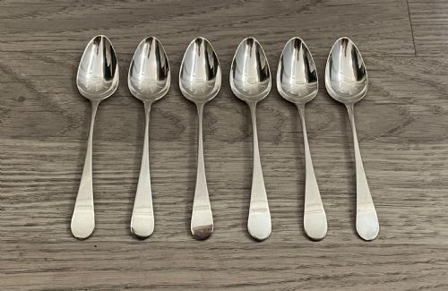 Set of Six Silver Teaspoons by Bateman, 1793