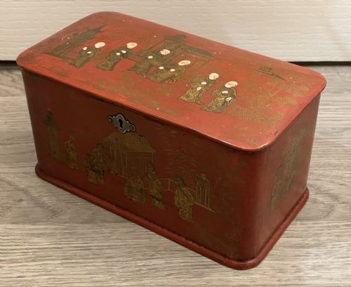Stunning Red Chinoiserie Tea Caddy