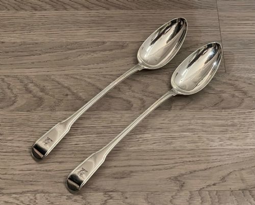 Good Pair of George III Silver Basting Spoons