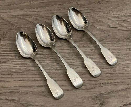 Set of Four George IV Irish Silver Teaspoons, Dublin