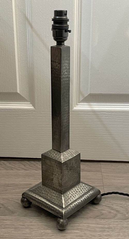 Arts & Crafts Hand Hammered Pewter Table Lamp