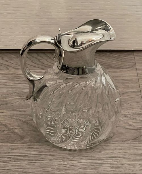 Late Victorian Silver & Glass Claret Jug by John Grinsell