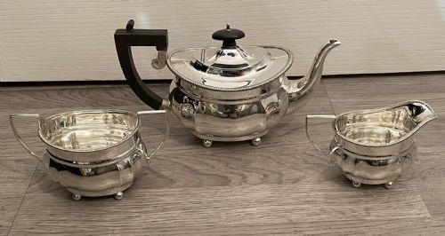 George VI Solid Silver Three Piece Tea Set