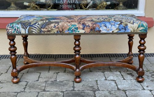William and Mary Style Walnut Double Stool