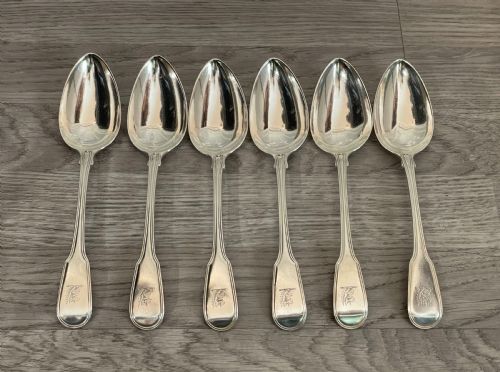 Set of Six George III Silver Table Serving Spoons, 1800