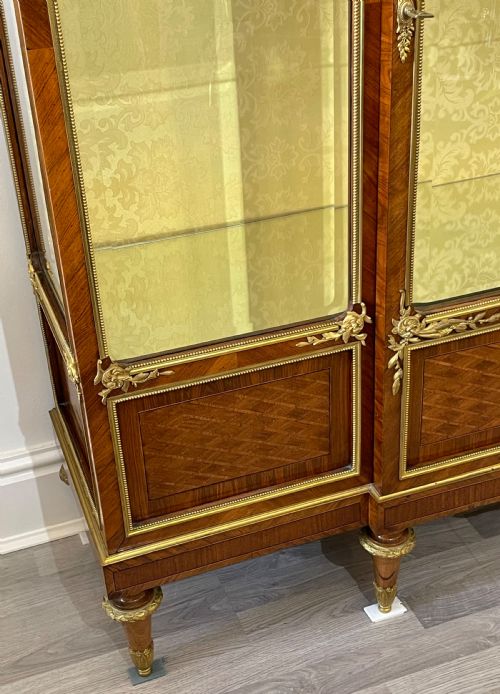 fig 1. Louis XVI style kingwood display cabinet manner of Francois Linke.