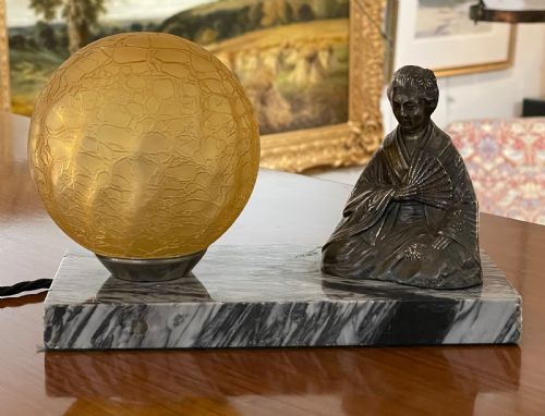 french art deco spelter mood lamp geisha - CATEGORY: ANTIQUE LIGHTING - DATED 1930