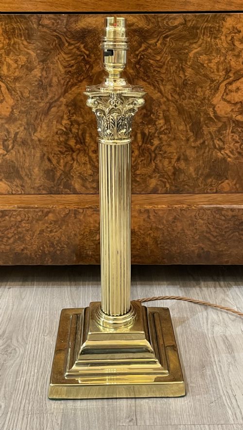 Victorian Brass Corinthian Column Table Lamp