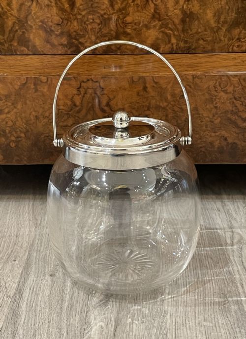Edwardian Solid Silver and Glass Biscuit Barrel