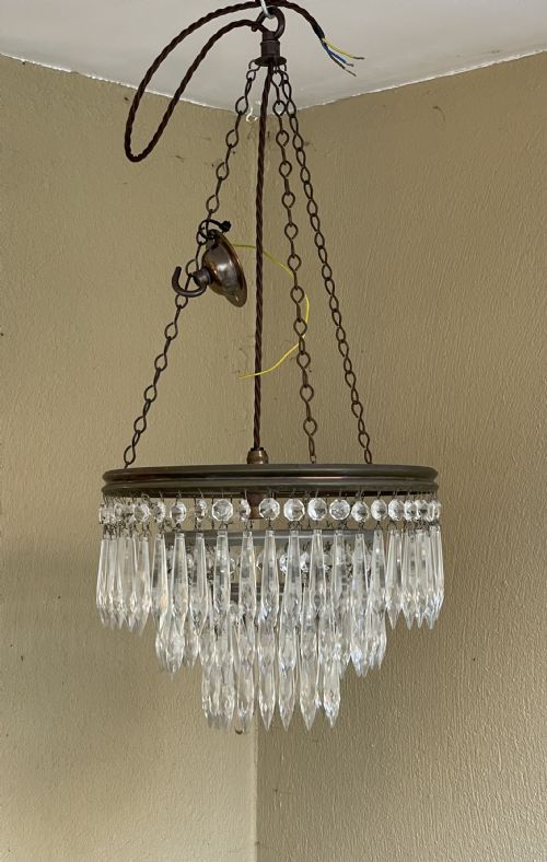Early 20th Century Three Tier Waterfall Chandelier