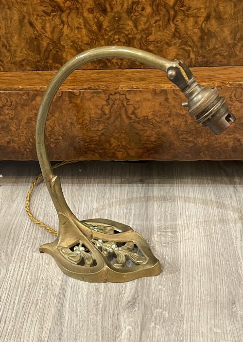 Art Nouveau Gilt Brass Mistletoe Table Lamp C 1900