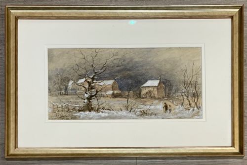Winter Landscape Nr Sheffield, Watercolour by Joseph Haslam Hawksworth (1827-1908)