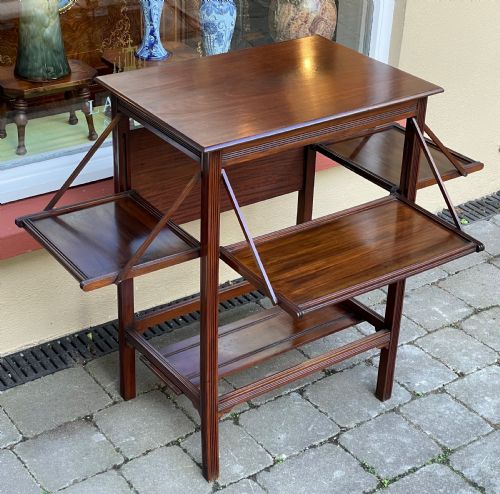 Edwardian Walnut Tea Table, Campaign Style