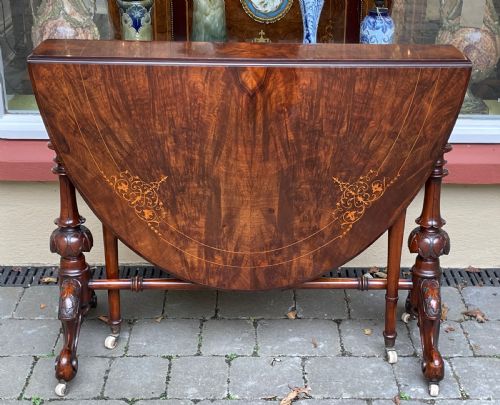 Quality Victorian Burr Walnut Marquetry Sutherland Table