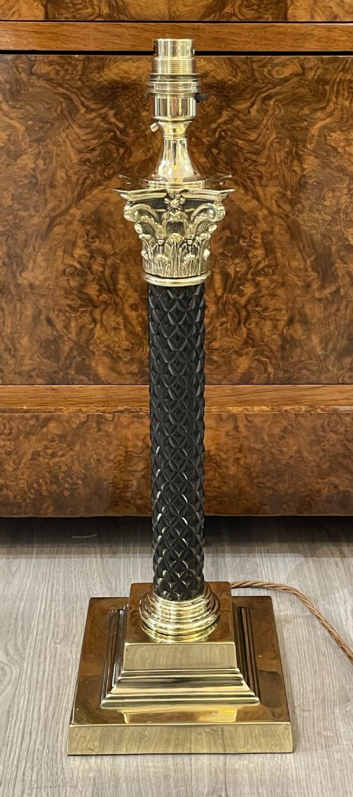Stunning Edwardian Brass and Ebony Table Lamp