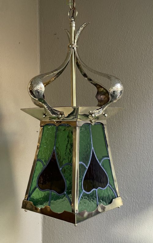 Arts & Crafts Brass Hall Hanging Lantern
