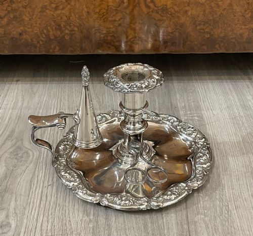 Large Old Sheffield Plate Chamberstick