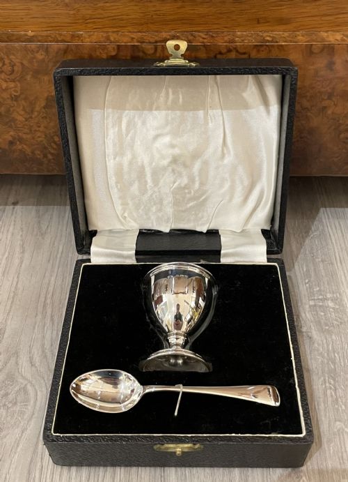 George VI Silver Egg Cup Christening Gift Set