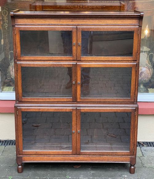 Edwardian Stacking Oak Barristers Bookcase by Minty