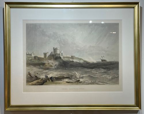 Lithograph of Peel Castle, Isle of Man by J Needham, Published 1857