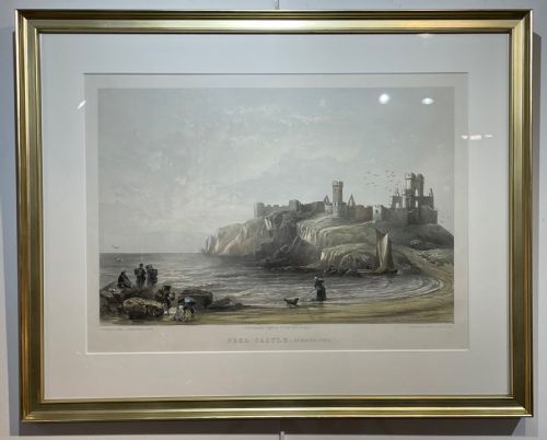 Lithograph of Peel Castle, Summertime, Isle of Man by J Needham, Published 1857