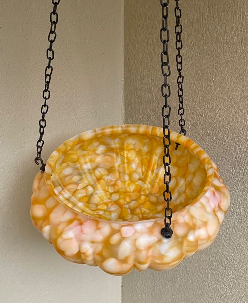 ART DECO CEILING LIGHT PLAFONNIER MARBLED GLASS - ADDITIONAL PHOTO 1