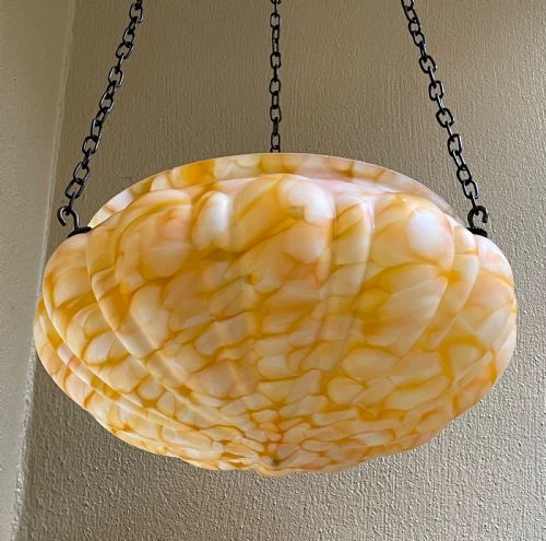 ART DECO CEILING LIGHT PLAFONNIER MARBLED GLASS - ADDITIONAL PHOTO 2