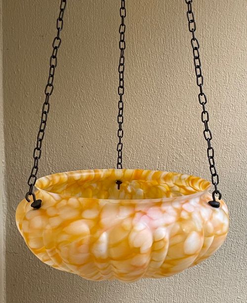 ART DECO CEILING LIGHT PLAFONNIER MARBLED GLASS - ADDITIONAL PHOTO 3