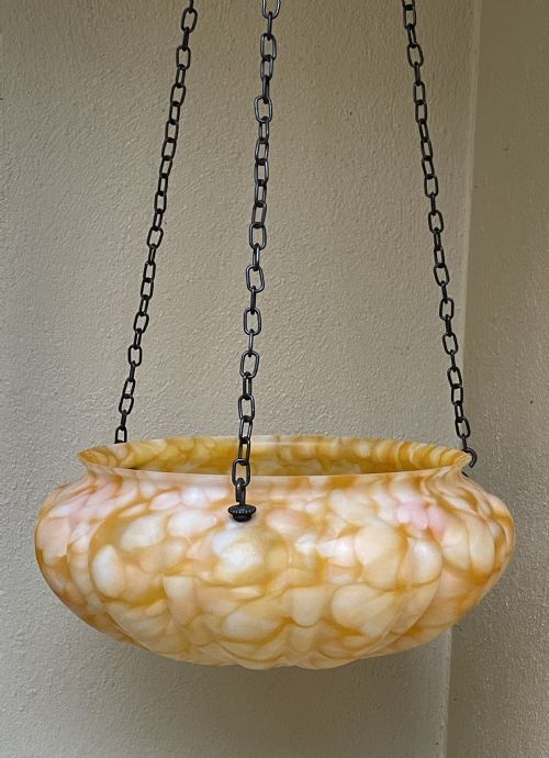 ART DECO CEILING LIGHT PLAFONNIER MARBLED GLASS - ADDITIONAL PHOTO 5