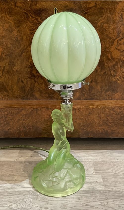 Art Deco Walthe & Sohne Glass Table Lamp