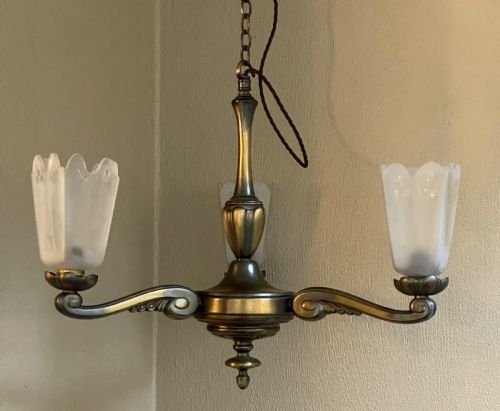 Art Nouveau Brass Chandelier