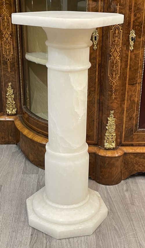 Mid 20th Century Alabaster Column Plant Stand